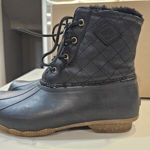 Sperry Black Quilted Lace-Up Boots